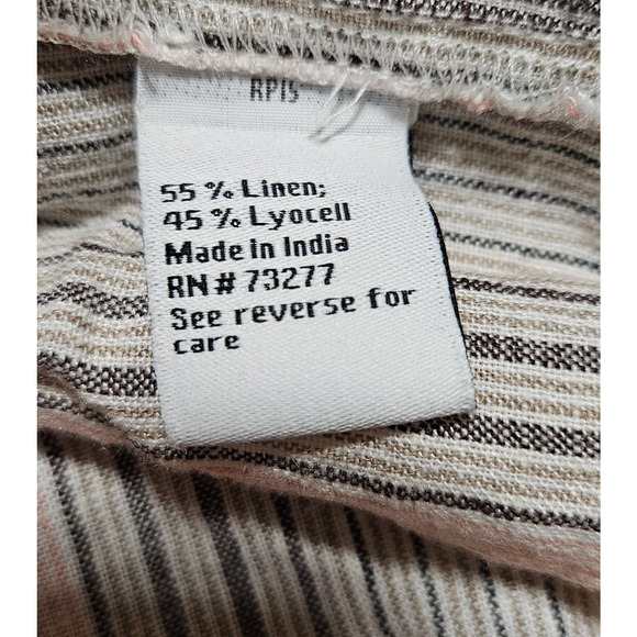 Nine West Linen Tiered Peasant Maxi Dress Halter Striped Cottage Coastal Chic S - Picture 14 of 16